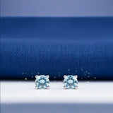 Puces d'Oreilles Topaze Bleue Facettée 4 mm, Argent 925 (Asterion)
