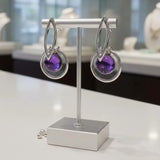 Boucles d'Oreilles Anneau Améthyste, Boule 8 mm et Argent 925 (Naos)