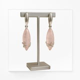 Grandes Boucles d'Oreilles Quartz Rose Marquise, Argent 925 (Alderamin)