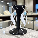 Boucles d’oreilles feuille en argent 925 et Labradorite naturelle