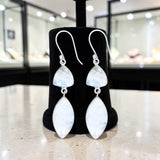 Boucles d’oreilles argent 925 Pierre de Lune naturelle triangle et navette