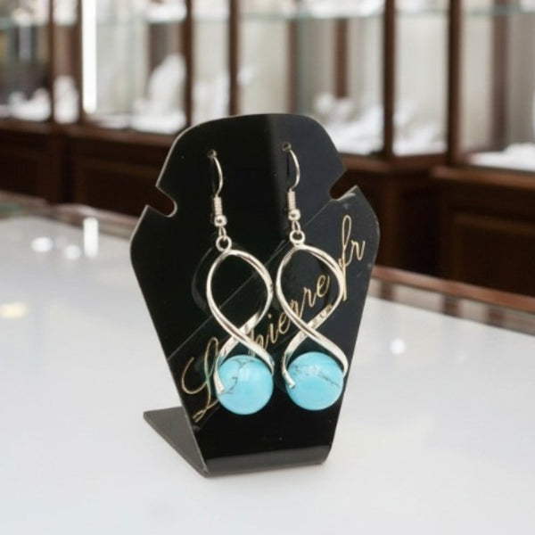 Boucle d’oreille en pierre bleue howlite teintée