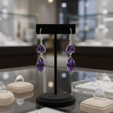 Boucles d’oreilles argent 925 Améthyste triangle et navette