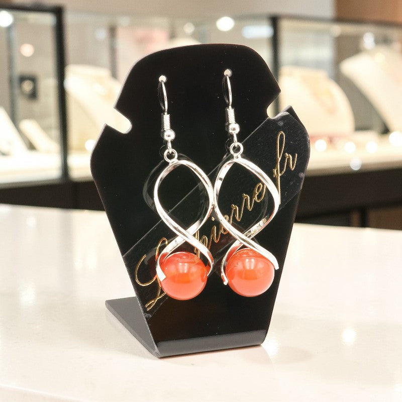 Boucle d’oreille en pierre rouge cornaline naturelle