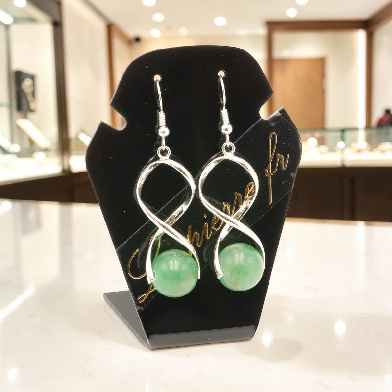Boucle d’oreille en pierre verte aventurine naturelle