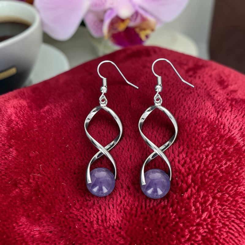 Boucles d’oreilles spirale en améthyste naturelle 12 mm