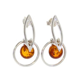 Boucles d'Oreilles Ambre Naturel, Anneau et Boule 8 mm en Argent 925 (Gienah)