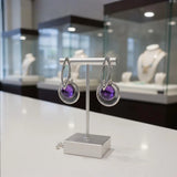 Boucles d'Oreilles Anneau Améthyste, Boule 8 mm et Argent 925 (Naos)