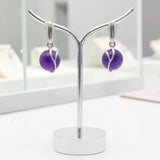 Boucles d'Oreilles Améthyste Boule 10 mm, Liane d'Argent 925 Rhodié (Aldébaran)