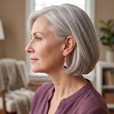 Boucles d'Oreilles Ethniques Améthyste ETHNA®, Perle Violette et Calotte Ajourée