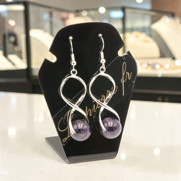 Boucles d’oreilles spirale en améthyste naturelle 12 mm