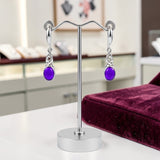 Boucles d'Oreilles Améthyste Ovale Pendantes en Argent Rhodié (Nashira)