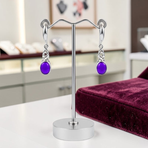 Détail monture celtique tressée argent rhodié boucles améthyste Nashira