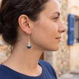 Boucles d'Oreilles Ethniques Apatite Bleue ETHNA®, Perle 10 mm, Acier Inoxydable