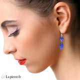 Boucles d’oreilles argent 925 Lapis Lazuli triangle et navette
