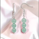 Boucles d'Oreilles Aventurine verte SPHERA® – 3 boules 6 mm, acier argenté