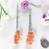 Boucles d'Oreilles Cornaline ROCAIA® – chips baroques sur chaîne argentée