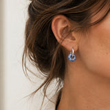 Boucles d'Oreilles Sodalite ANELIA® – donut 15 mm, créole argentée