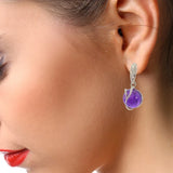 Boucles d'Oreilles Améthyste Boule 10 mm, Liane d'Argent 925 Rhodié (Aldébaran)