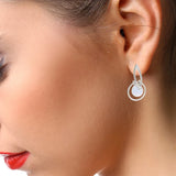 Boucles d'Oreilles Pierre de Lune Véritable, Anneau d'Argent 925 (Céléno)