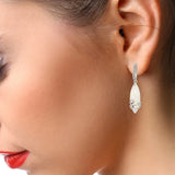 Boucles d'Oreilles Pierre de Lune Femme, Marquise 24 mm en Argent 925 (Mérope)