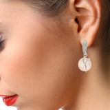 Boucles d'Oreilles Quartz Rose Boule 10 mm, Liane d'Argent 925 (Castor)