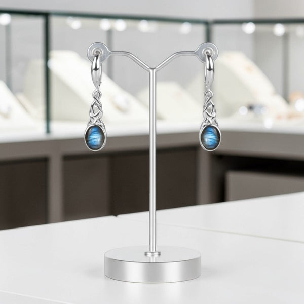 Détail monture celtique tressée argent rhodié boucles labradorite Nunki