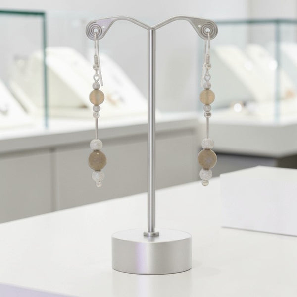 Détail reflets irisés labradorite perles argent diamantées Pherkad