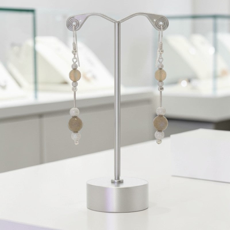 Détail reflets irisés labradorite perles argent diamantées Pherkad