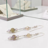 Boucles d'Oreilles Labradorite Perles Pendantes en Argent Rhodié (Pherkad)