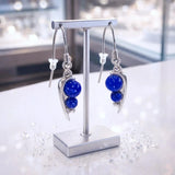 Boucles d'Oreilles Pierre Bleue, Lapis Lazuli sur Feuille d'Argent 925 (Atria)