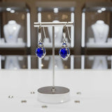 Boucles d'Oreilles Lapis Lazuli Femme, Ovale et Halo de Zircons (Diphda)