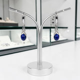 Boucles d'Oreilles Lapis-Lazuli Ovale Pendantes en Argent Rhodié (Sadalsuud)