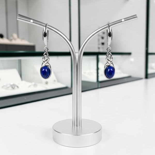 Détail monture celtique tressée argent rhodié boucles lapis-lazuli Sadalsuud