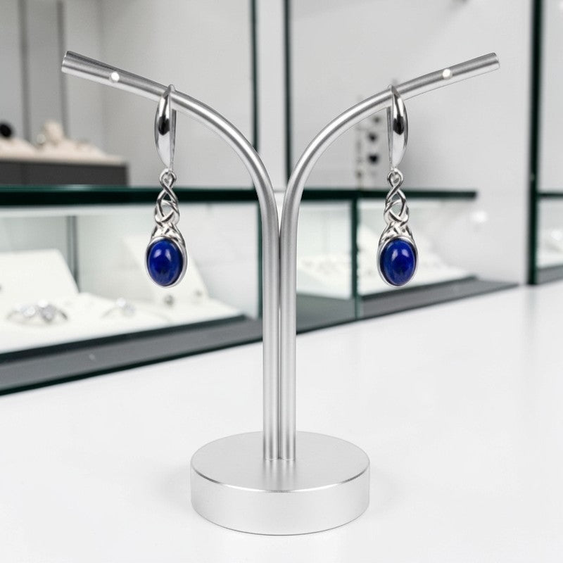 Détail monture celtique tressée argent rhodié boucles lapis-lazuli Sadalsuud