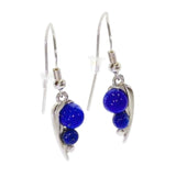 Boucles d'Oreilles Pierre Bleue, Lapis Lazuli sur Feuille d'Argent 925 (Atria)