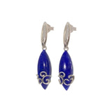 Grandes Boucles d'Oreilles Lapis Lazuli Marquise, Argent 925 (Enif)
