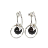Boucles d'Oreilles Anneau Onyx Noir, Boule 8 mm et Argent 925 (Denebola)