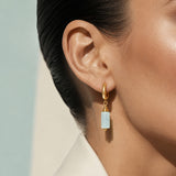 Boucles d'Oreilles Aigue-Marine LUMIA® – tube en pierre, créole dorée