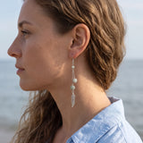 Boucles d'Oreilles Plume Aigue-Marine PLUMÉA®, Pendantes Perles Bleu-Vert