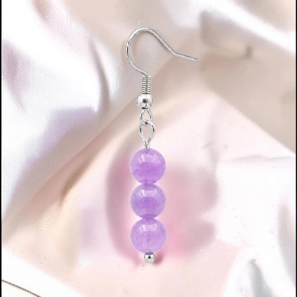 Boucle d'oreille pendante femme en pierre naturelle améthyste violette du Brésil