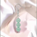 Boucles d'Oreilles Aventurine verte SPHERA® – 3 boules 6 mm, acier argenté