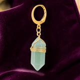 Boucles d'Oreilles Aventurine verte OBELIA® – pointe 20 mm, créole dorée