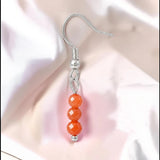 Boucles d'Oreilles Cornaline PRISMA® – 3 boules 4 mm, acier argenté