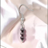 Boucles d'Oreilles Grenat rouge PRISMA® – 3 boules 4 mm, acier argenté