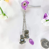 Boucles d'Oreilles Labradorite ROCAIA® – chips baroques sur chaîne argentée