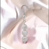 Boucles d'Oreilles Labradorite SPHERA® – 3 boules 6 mm, acier argenté