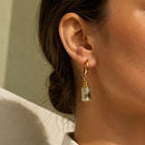 Boucles d'Oreilles Préhnite LUMIA® – tube en pierre, créole dorée