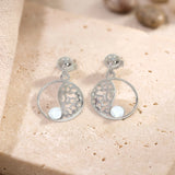 Boucles d'Oreilles Pierre de Lune, Cercle Vintage en Argent 925 (Mirfak)