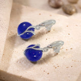 Boucles d'Oreilles Lapis Lazuli Boule Bleue, Argent 925 Rhodié (Achernar)